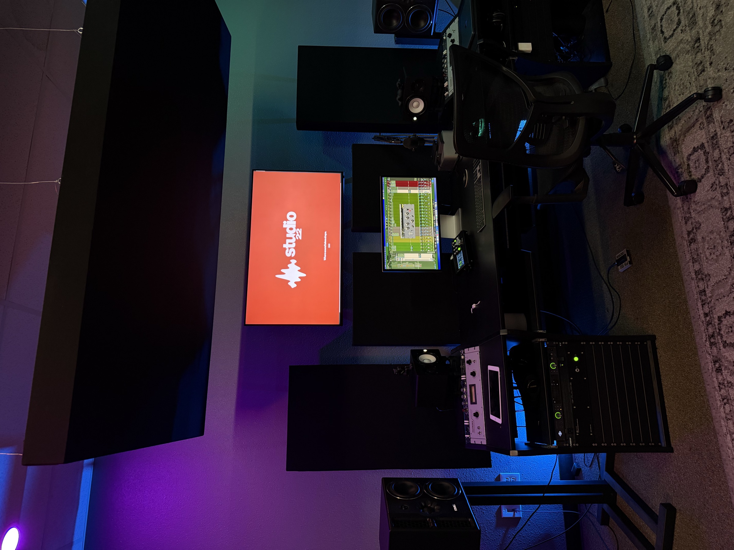 The recording control room at Studio 22